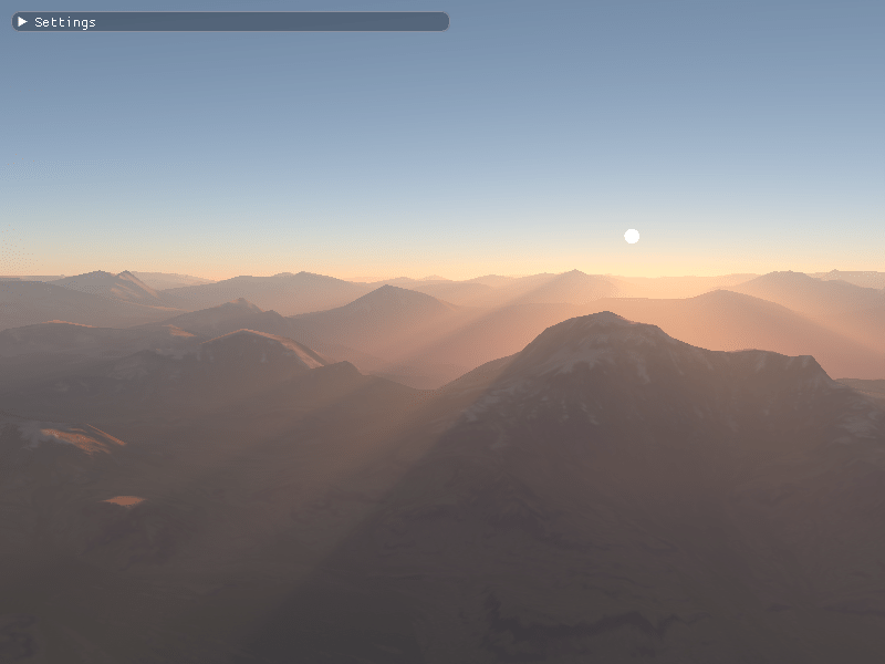 Hydrogent USD browser rendering showing EpipolarLightScattering god rays post process