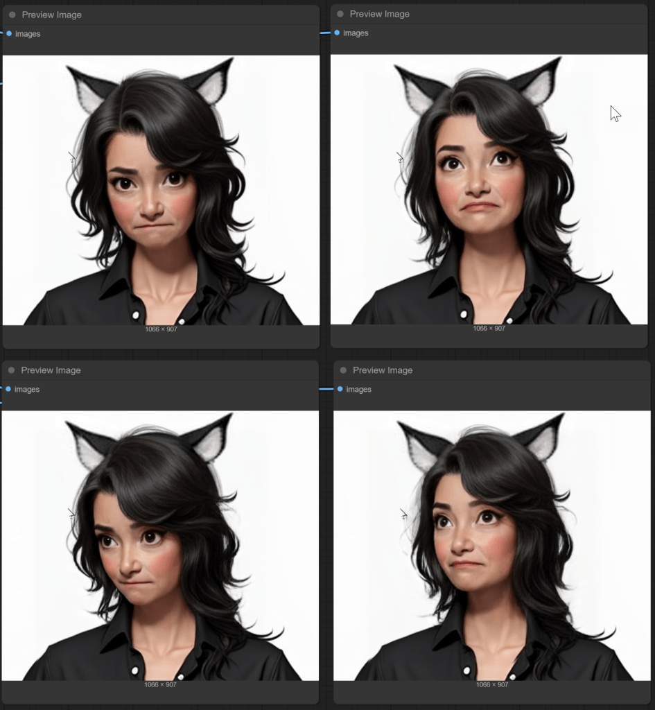 Character with pitch and yaw head angle applied, though the cat ears did not move