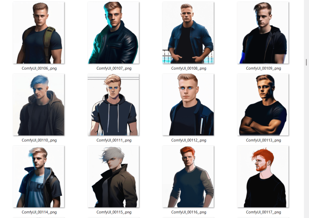 AI generated head and shoulders portrait of a character created in ComfyUI