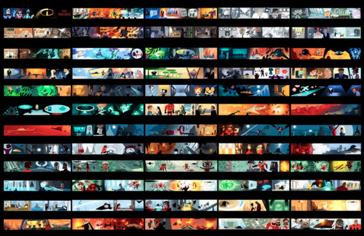 Color and mood board giving an overall visual feel for an animation production