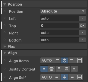 UI Builder position and alignment settings for the caption label