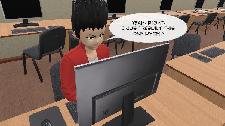 Comic-style speech bubble used as an alternative to captions