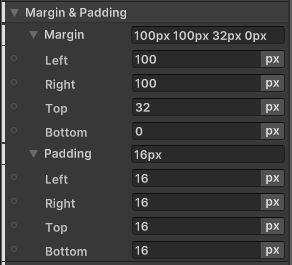 UI Builder Margin and Padding values for the caption label