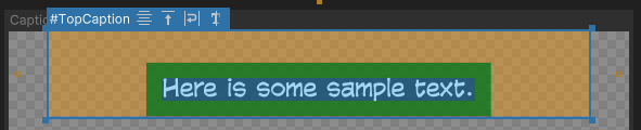 Caption label with short text where no line wrapping has occurred, showing green padding