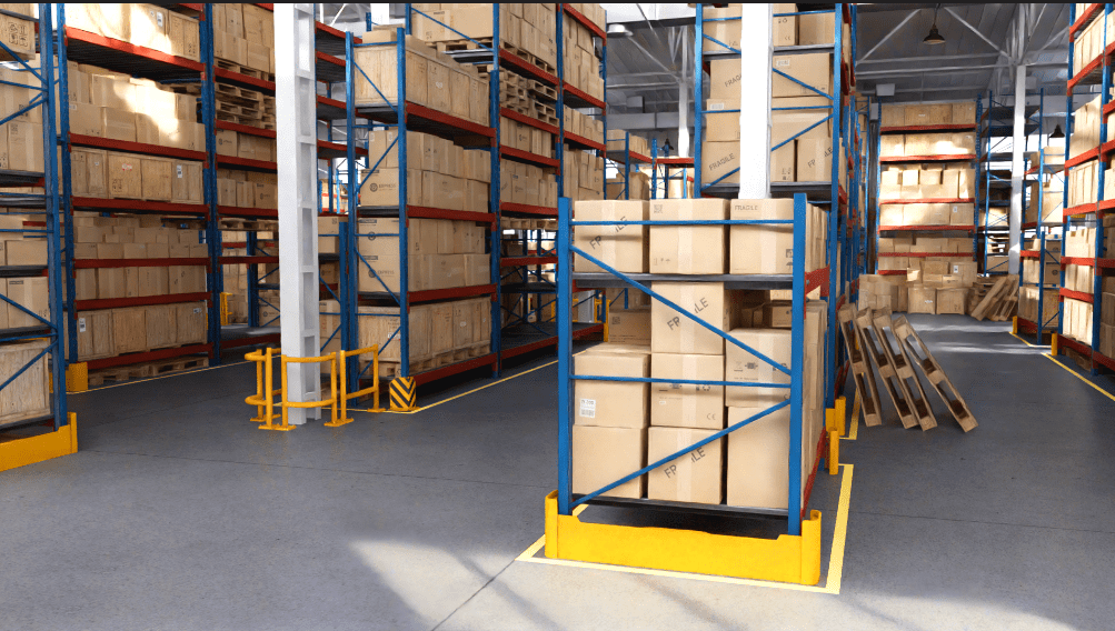 3D digital twin of a factory floor used for safety training and evacuation exercises