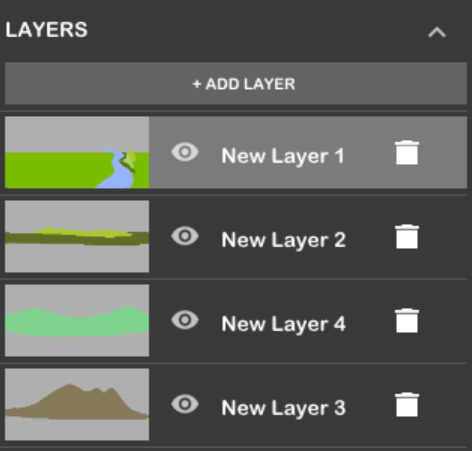 NVIDIA Canvas layers panel for drawing on multiple layers and rearranging them