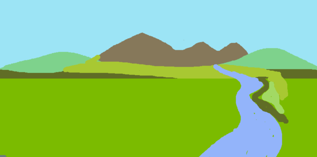 Simple sketch of colored patches drawn with a mouse in NVIDIA Canvas
