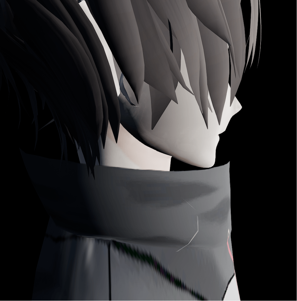 Side-on view of the character mesh confirming the geometry is correct