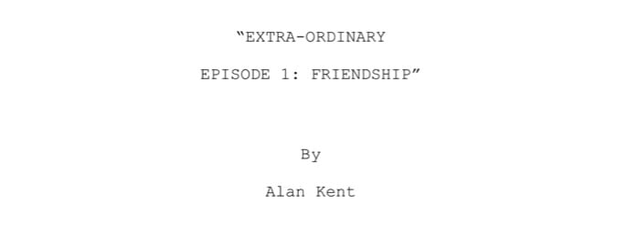 Screenplay title page in Courier font with title author and contact details