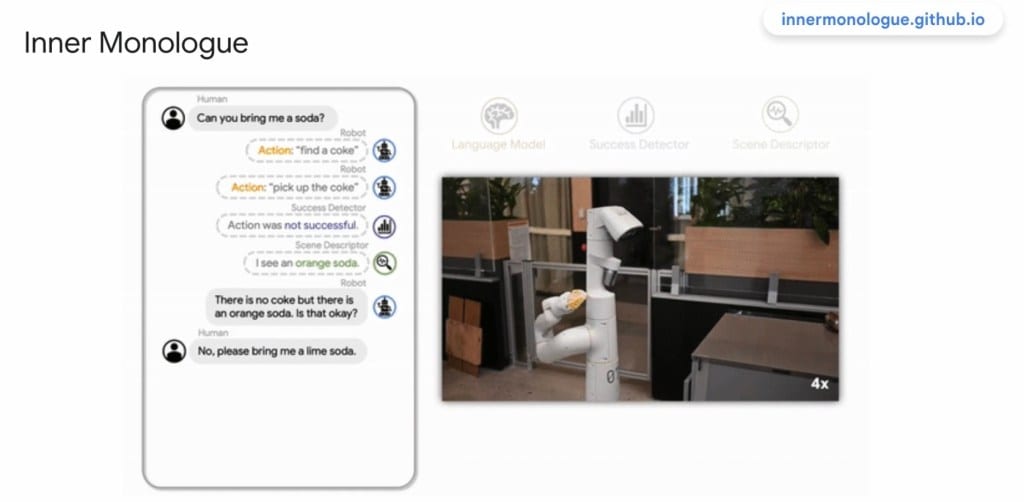 LLM output showing its step-by-step reasoning while planning a robot task