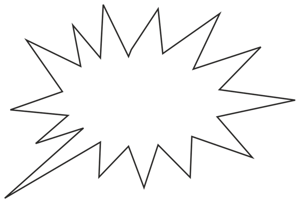 Jagged-edged explosive speech bubble used for screaming text
