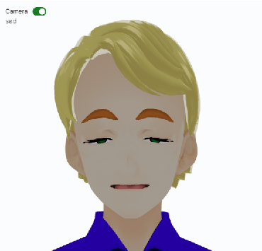 VRM character with a sad expression predicted by the model