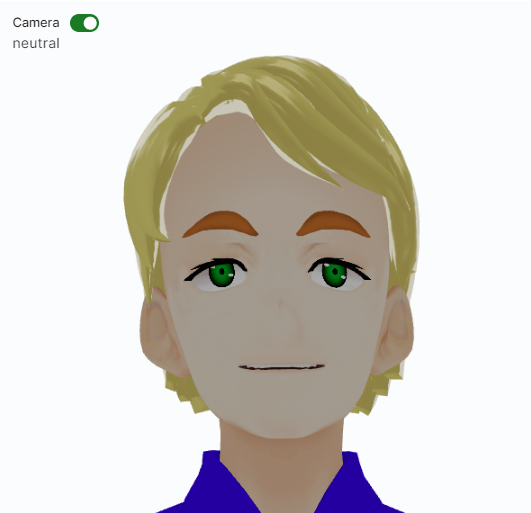 VRM character with a neutral expression predicted by the model