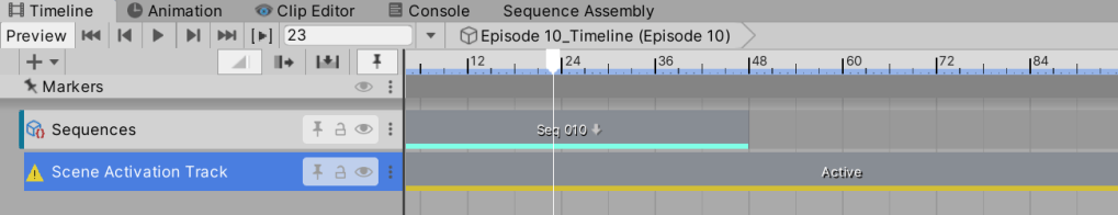 Adding a Scene Activation Track in the Unity Timeline window