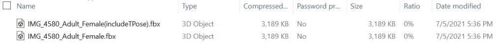 Choosing the FBX download format to get a ZIP with the character and animation clip