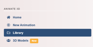 Selecting Library from the DeepMotion Animate 3D product menu