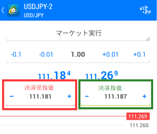 MT4（メタトレーダー4） Androidアプリの新規指値注文