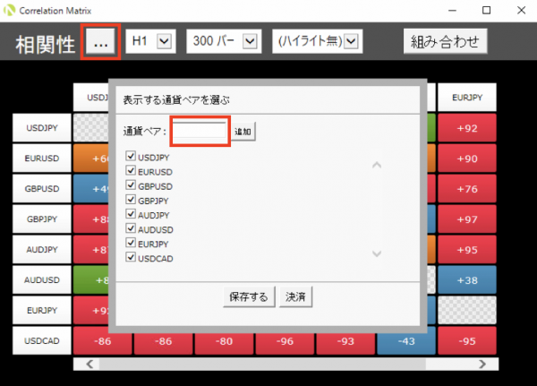 MT4（メタトレーダー4）Oanda Correlation Matrixの使い方