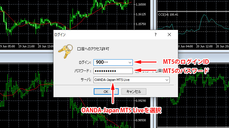 MT5のログイン画面の画像
