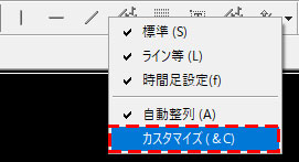 MT5のツールバーのカスタマイズの画像