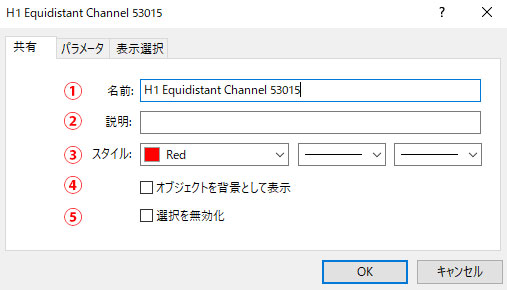 MT5の平行チャルの設定画面の共有タブの画像