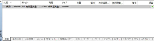 MT5のツールボックスで入金を確認している画像