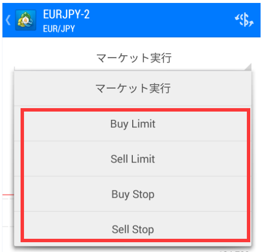 Android版MT4の指値注文