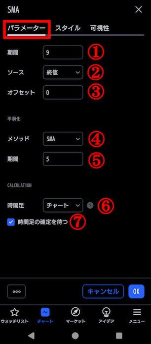 ★image7_単純移動平均線の設定画面の使用方法