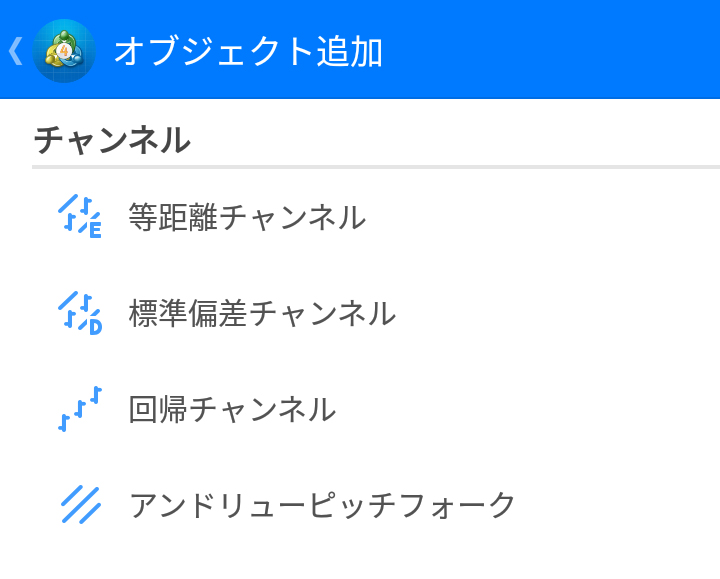 android版MT4（メタトレーダー4）での「回帰チャンネル」「アンドリューピッチフォーク」の描き方