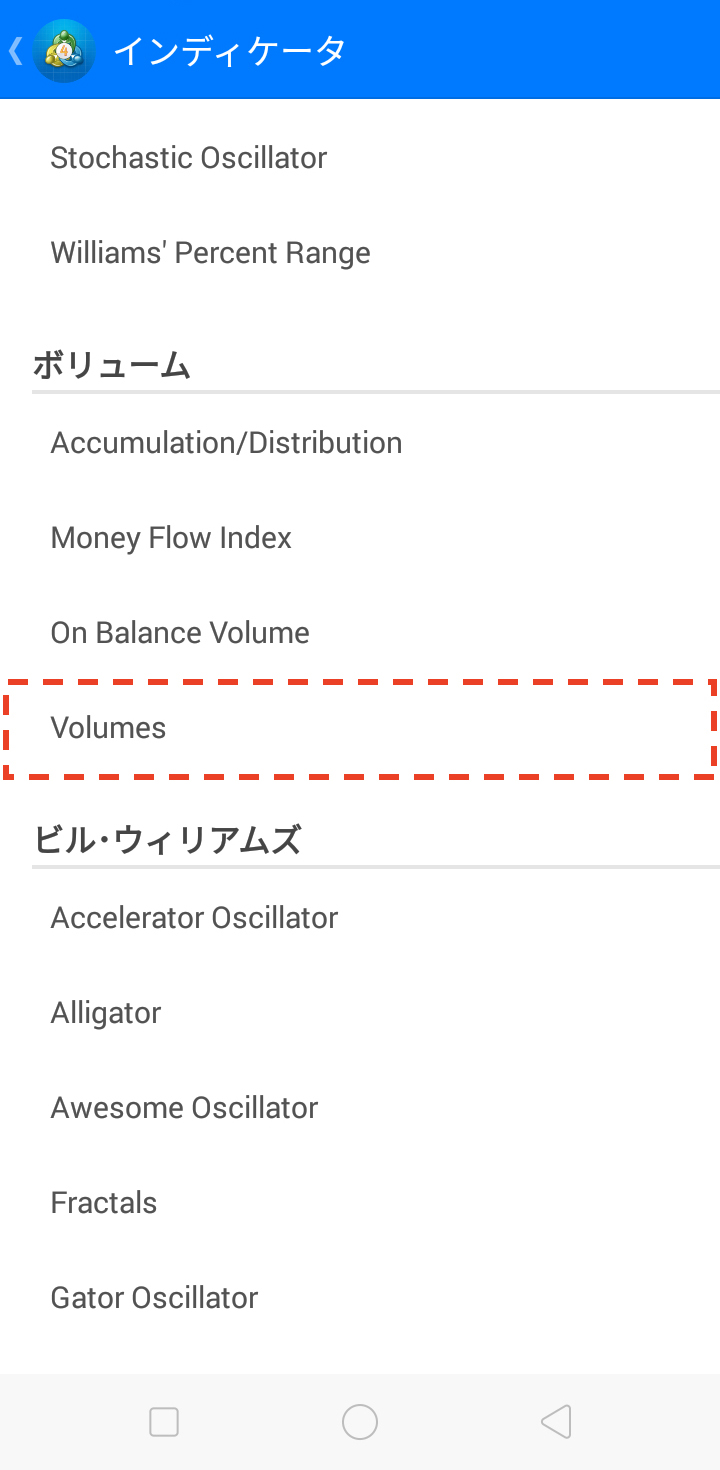 「Volumes」を選択