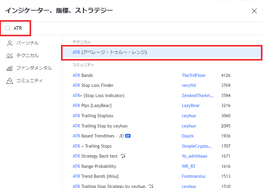 ★image5_検索ボックスで表示させたいインジケーターを検索(ATR)