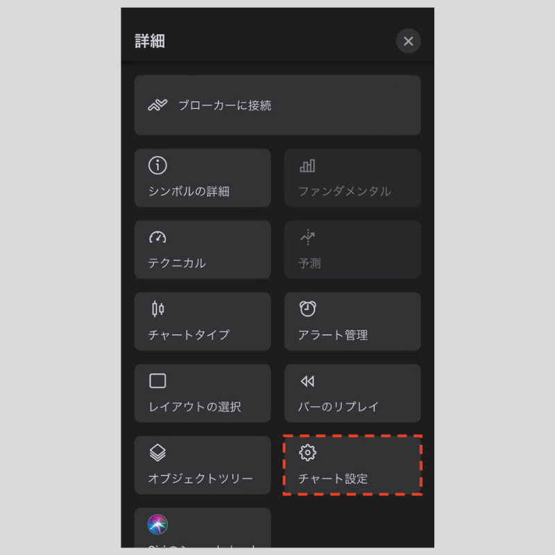 表示されるメニュー（iPhone）