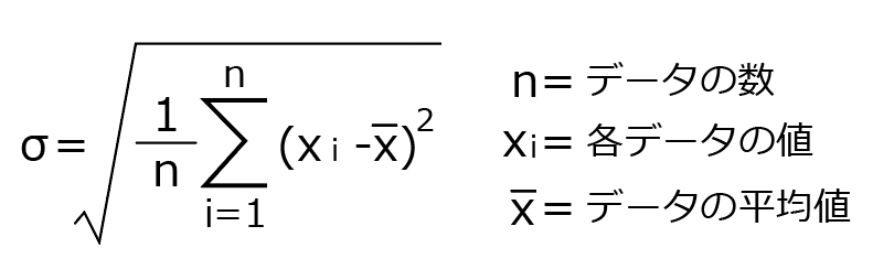 標準偏差の一般的な計算式
