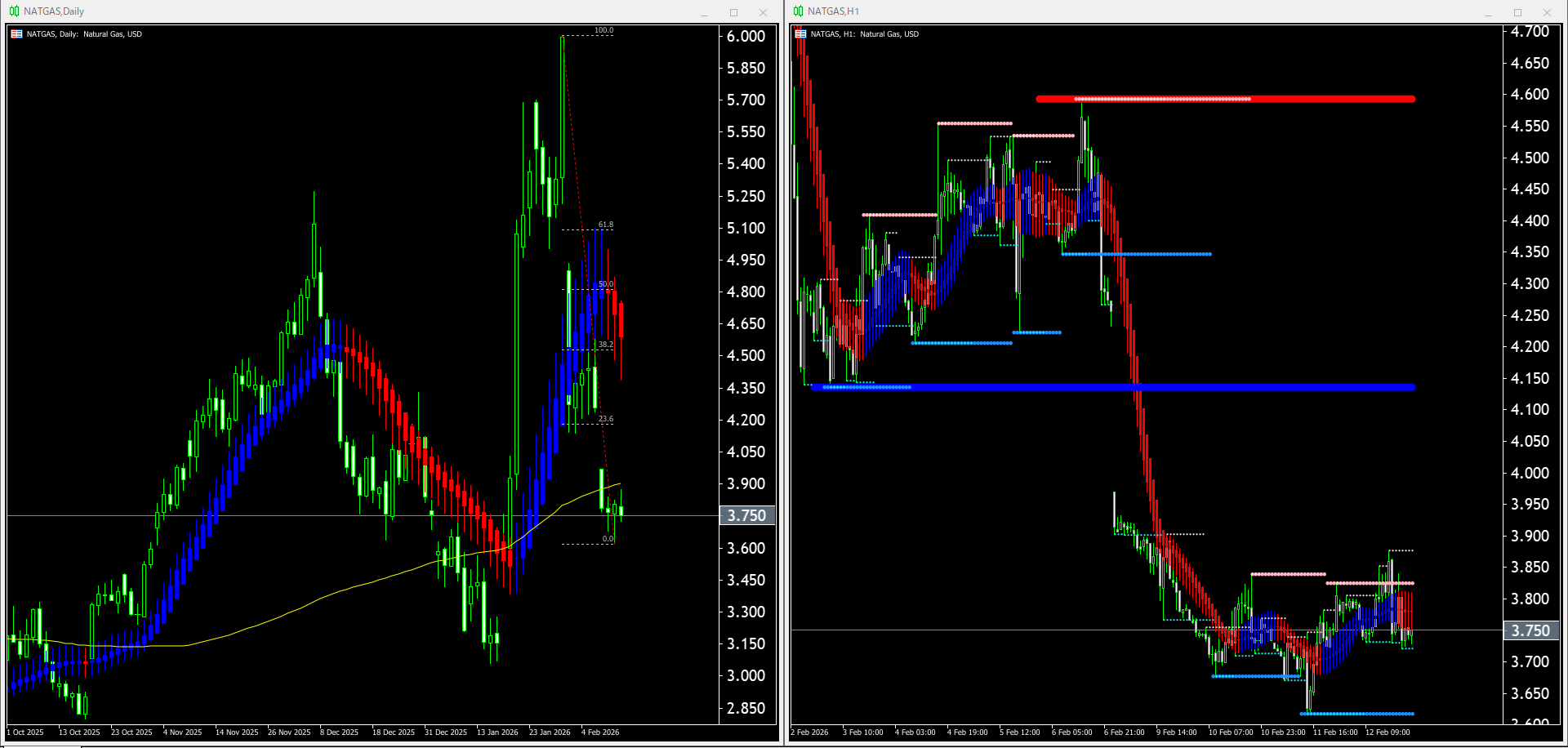 【天然ガス(NATGAS)】本日（2026年2月13日）のチャートテクニカル分析