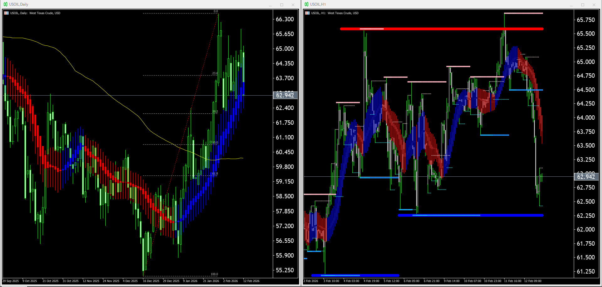 【WTI原油(USOIL)】本日（2026年2月13日）のチャートテクニカル分析
