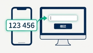 スマホからPCにコードを入力するイメージ