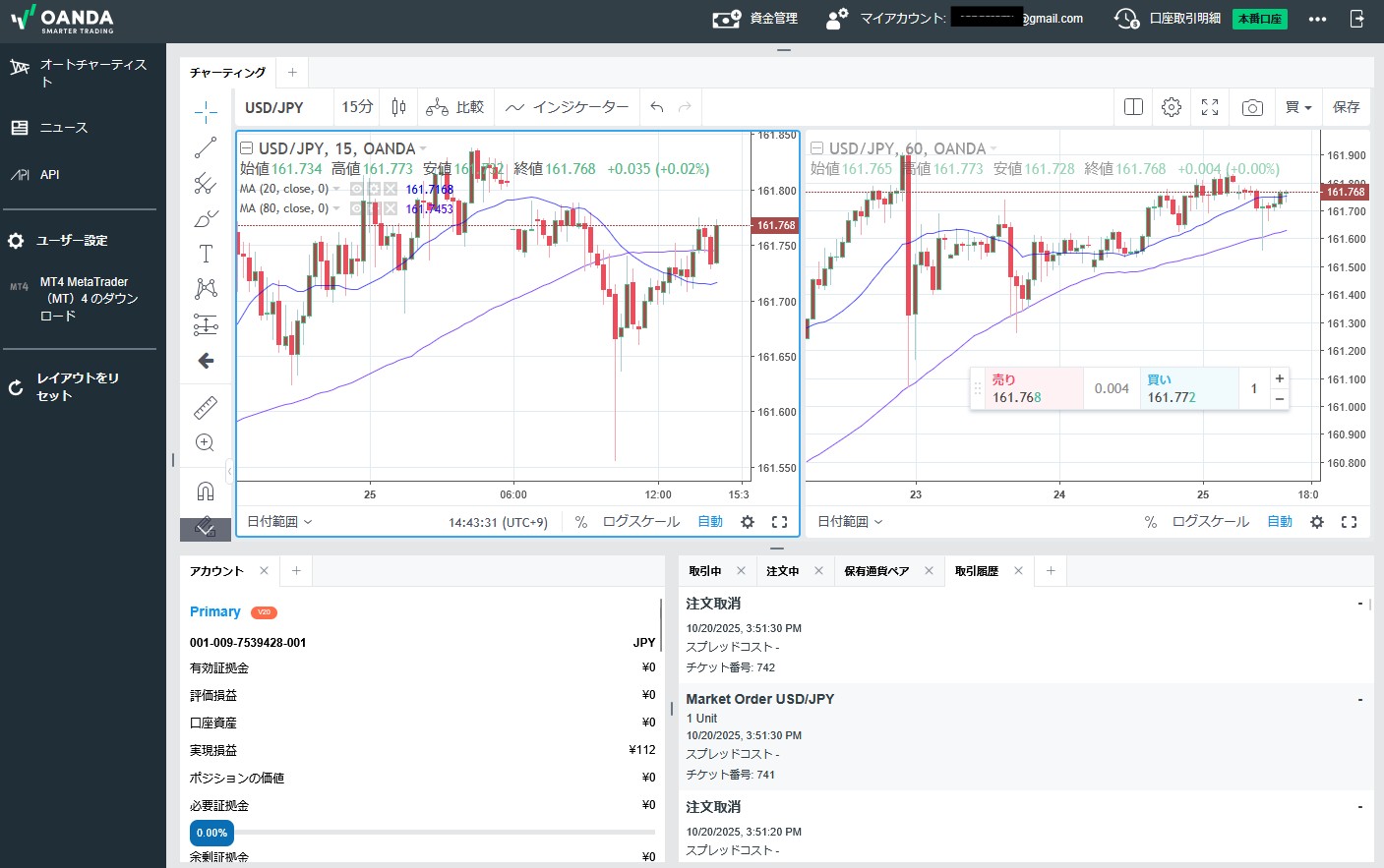 fxTrade デスクトップ画面