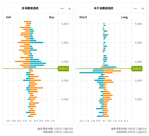 掛單/未平倉部位數據圖表 標普500