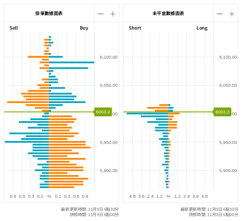 掛單/未平倉部位數據圖表 標普500