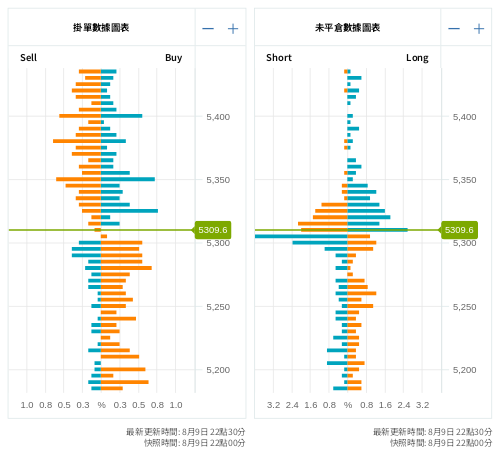 掛單/未平倉部位數據圖表 標普500
