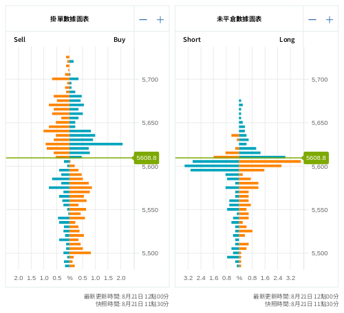 掛單/未平倉部位數據圖表 標普500
