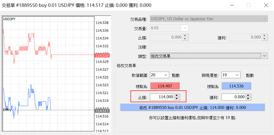 MT4設定停損單