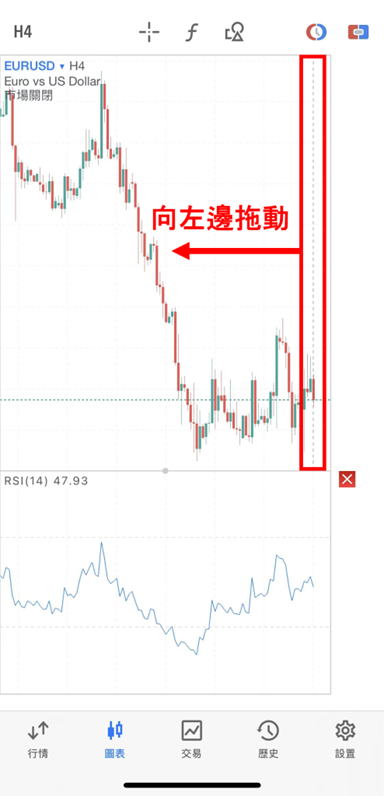 線向左邊拖動