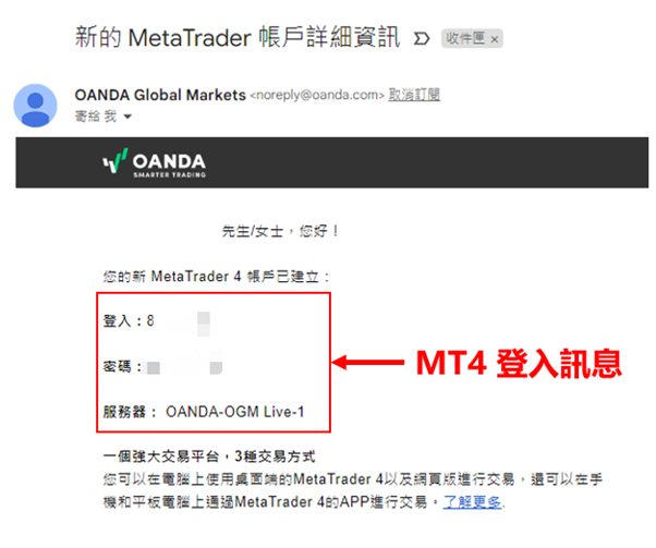 MT4登入訊息