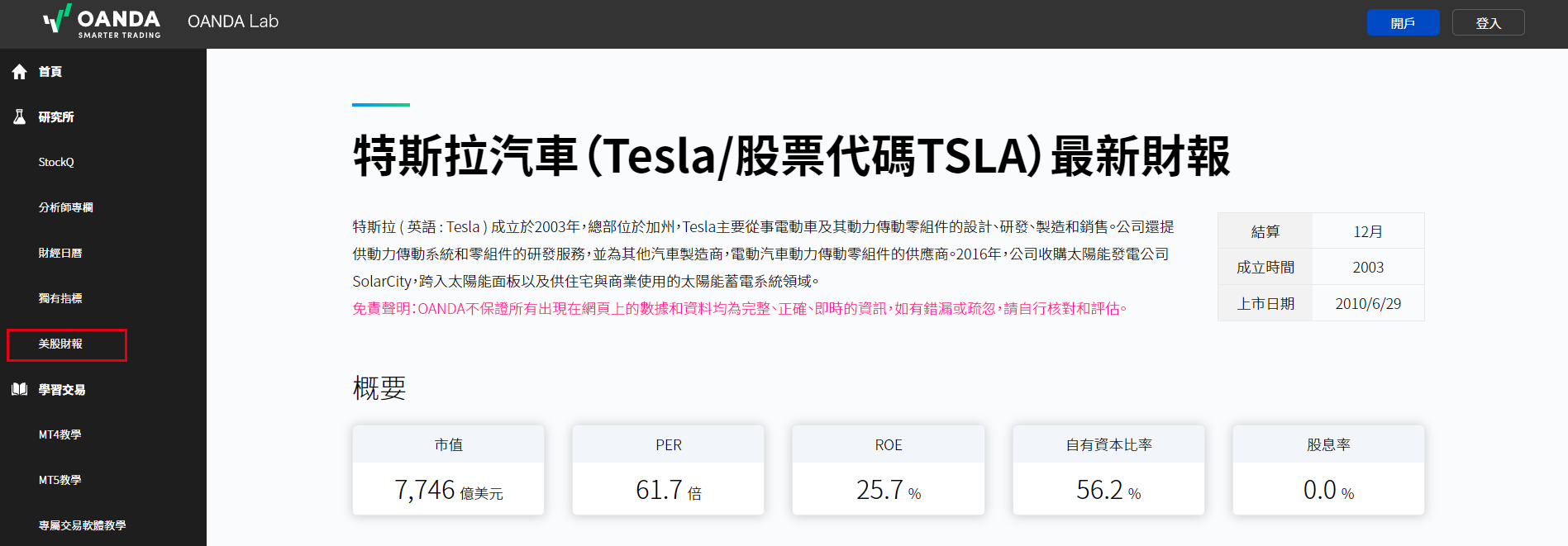 美股財報數據