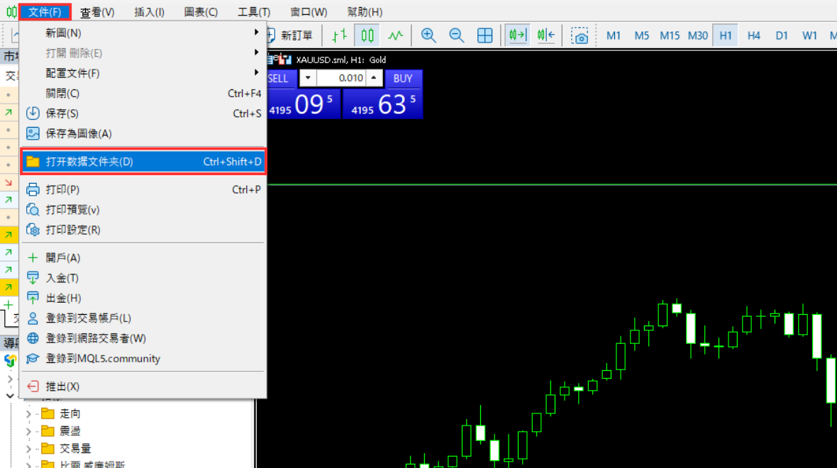 打開MT5數據文件夾