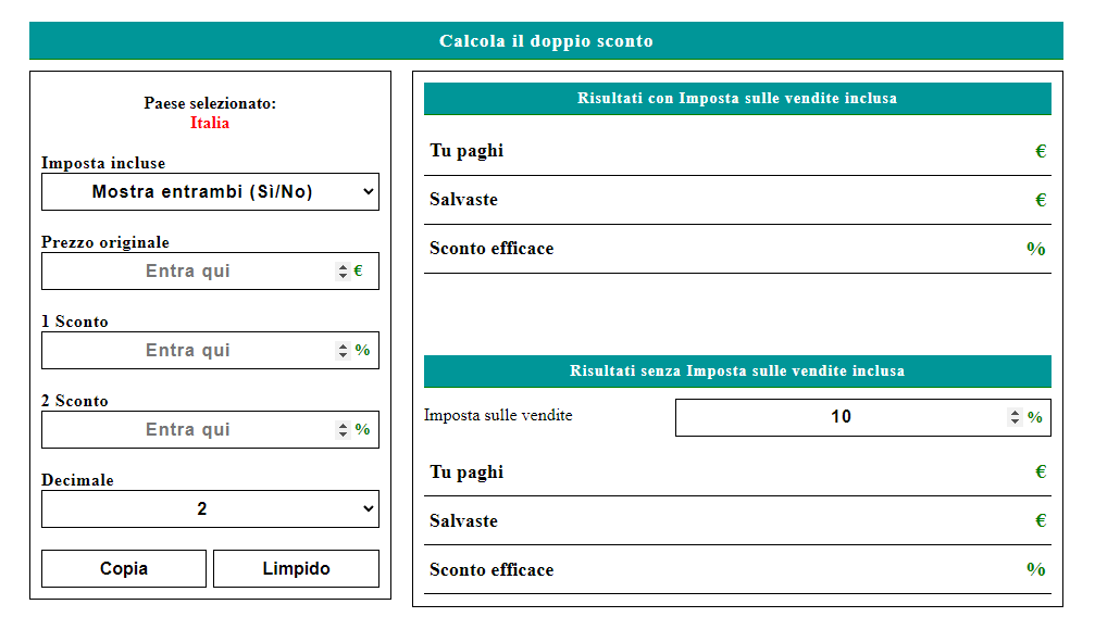 Calcolo Sconto Percentuale
