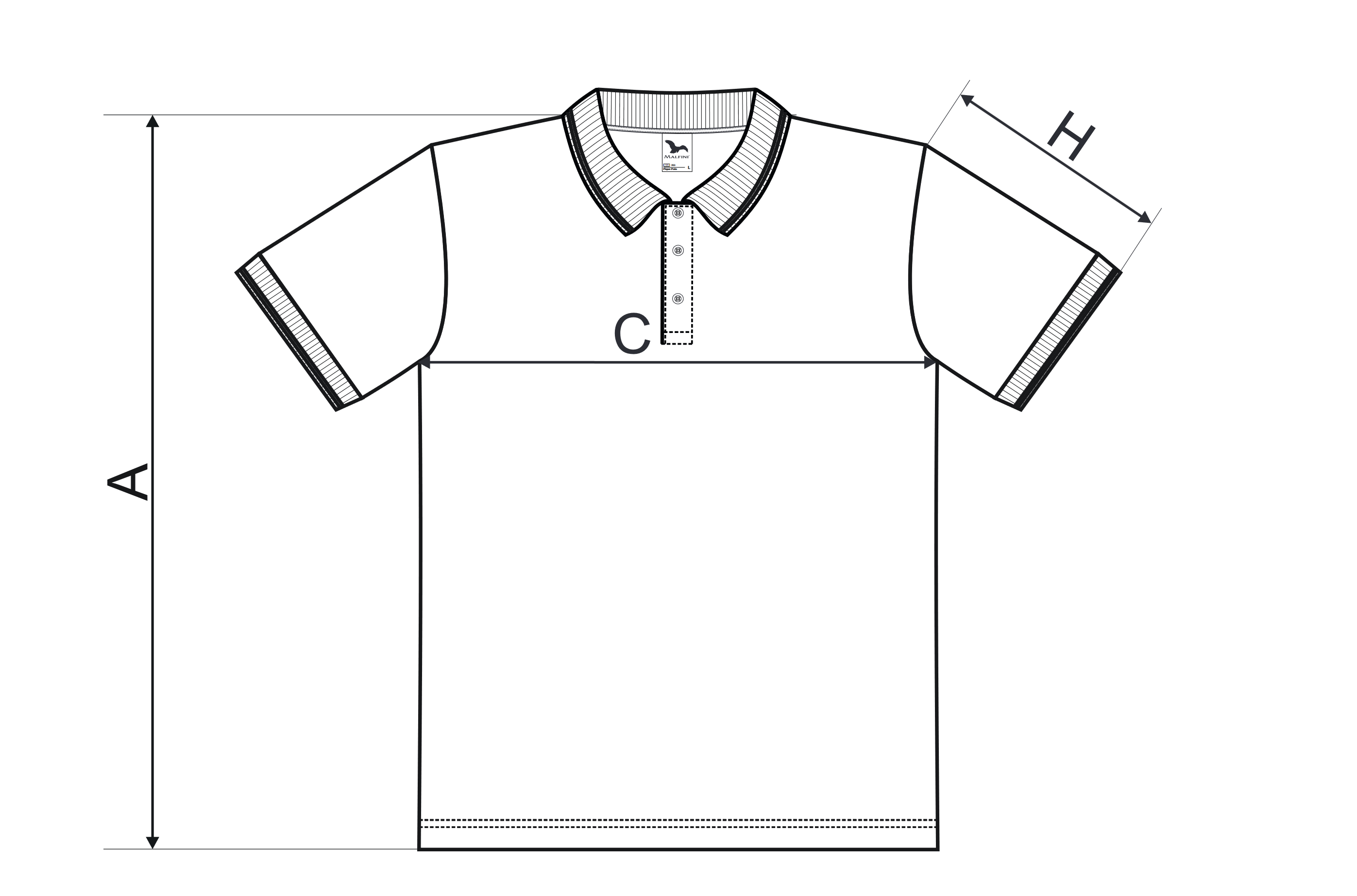 Moška ohlapna polo majica - Tabela dimenzij