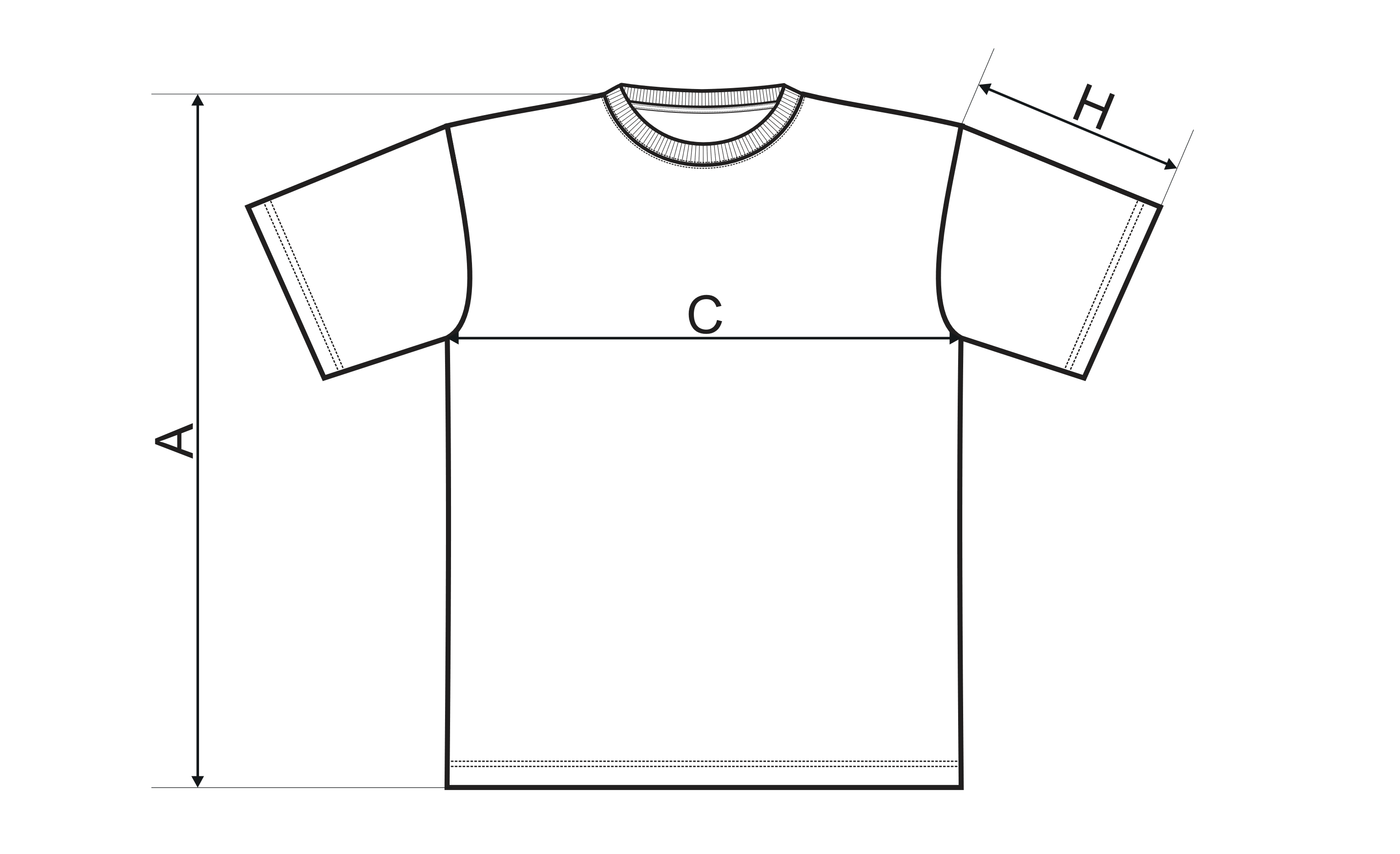 Tričko hrubé - Tabulka rozměrů