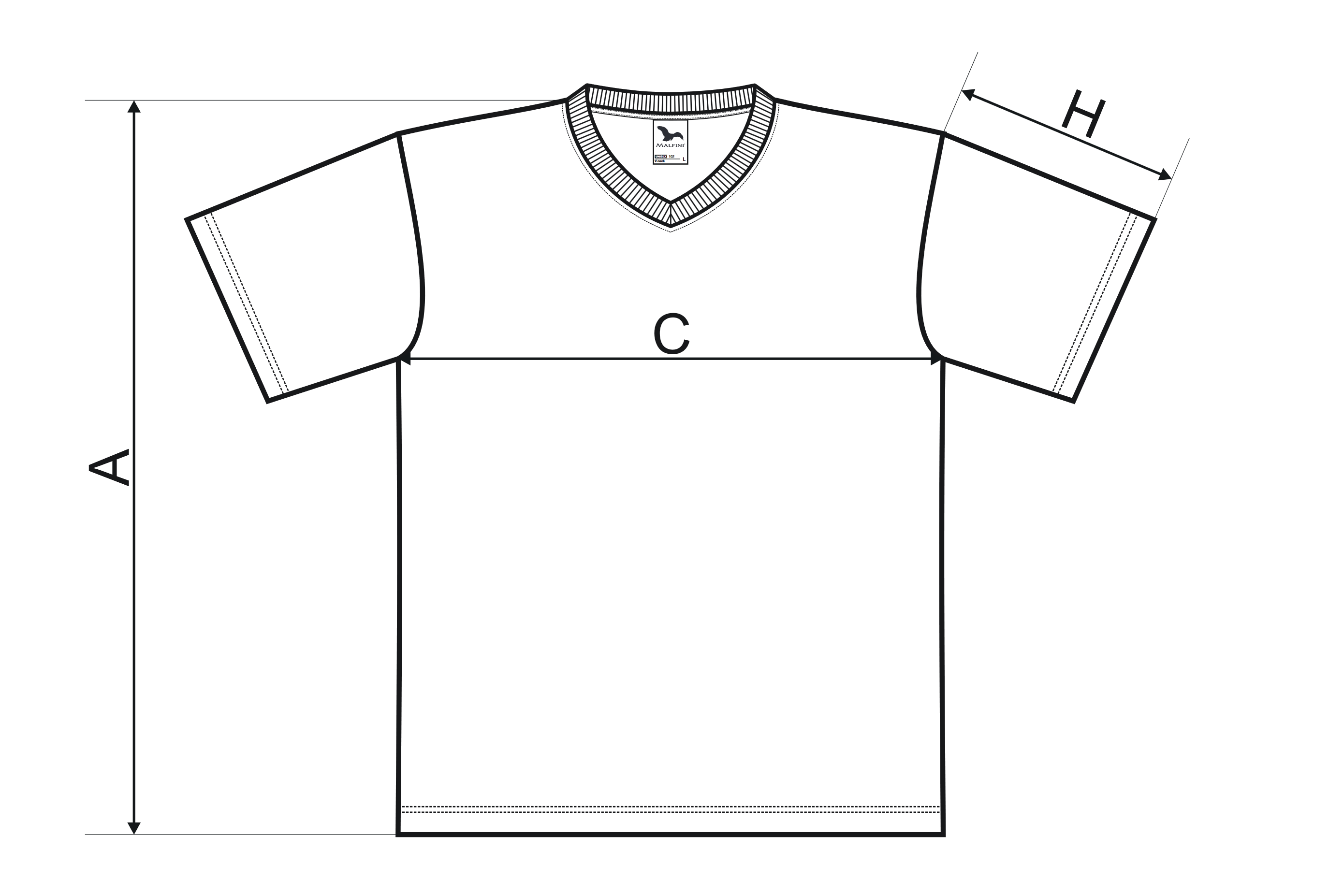 Tričko s krátkým rukávem, středně hrubé - Tabulka rozměrů